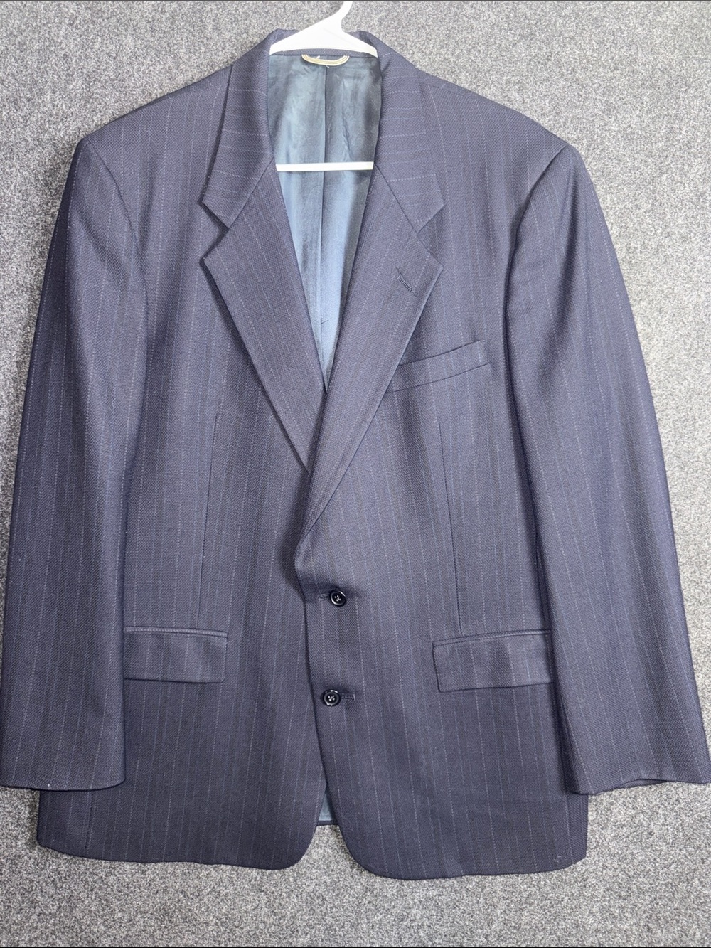 Christian Dior Monsieur Mens 44R Navy Blue Pinstripe Wool Blazer Sport Coat USA